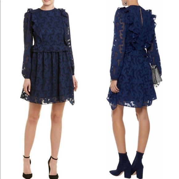 NWT WALTER BAKER Fae Ruffle Trimmed Fil Coupe Chiffon Mini Dress - Picture 4 of 10